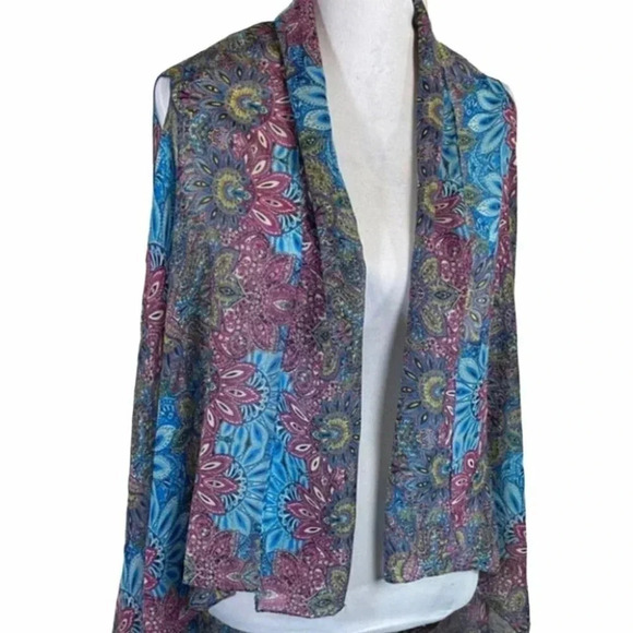 Sheer Boho hippie multicolor asymmetrical vest‎ - Picture 5 of 6